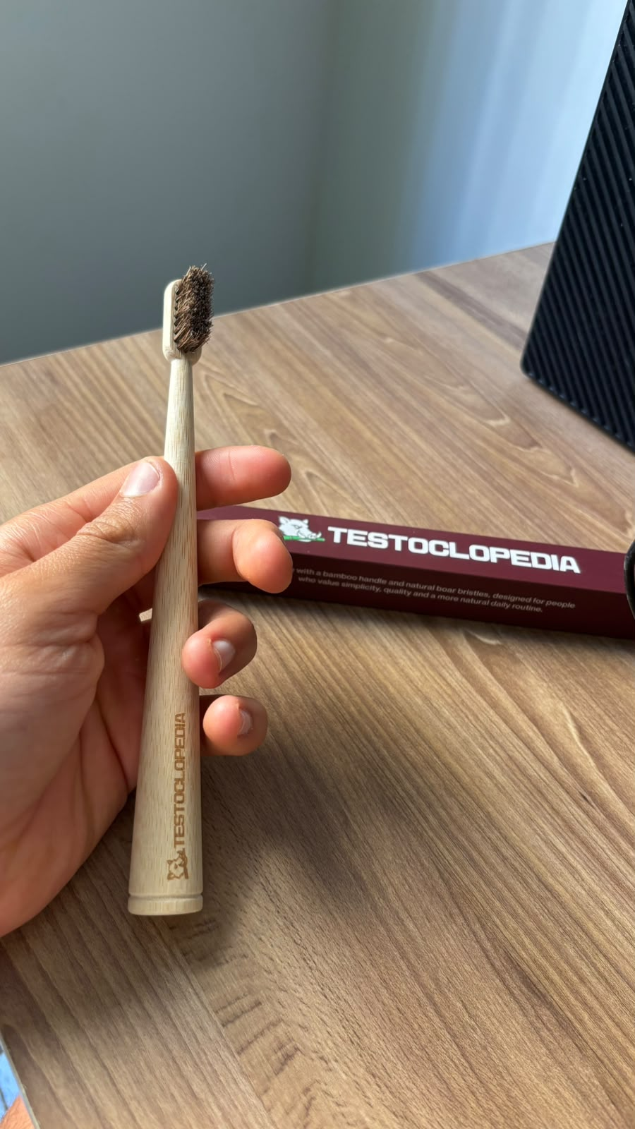Escova de bambu com cerdas naturais de cavalo e embalagem – Escova Ancestral Testoclopédia