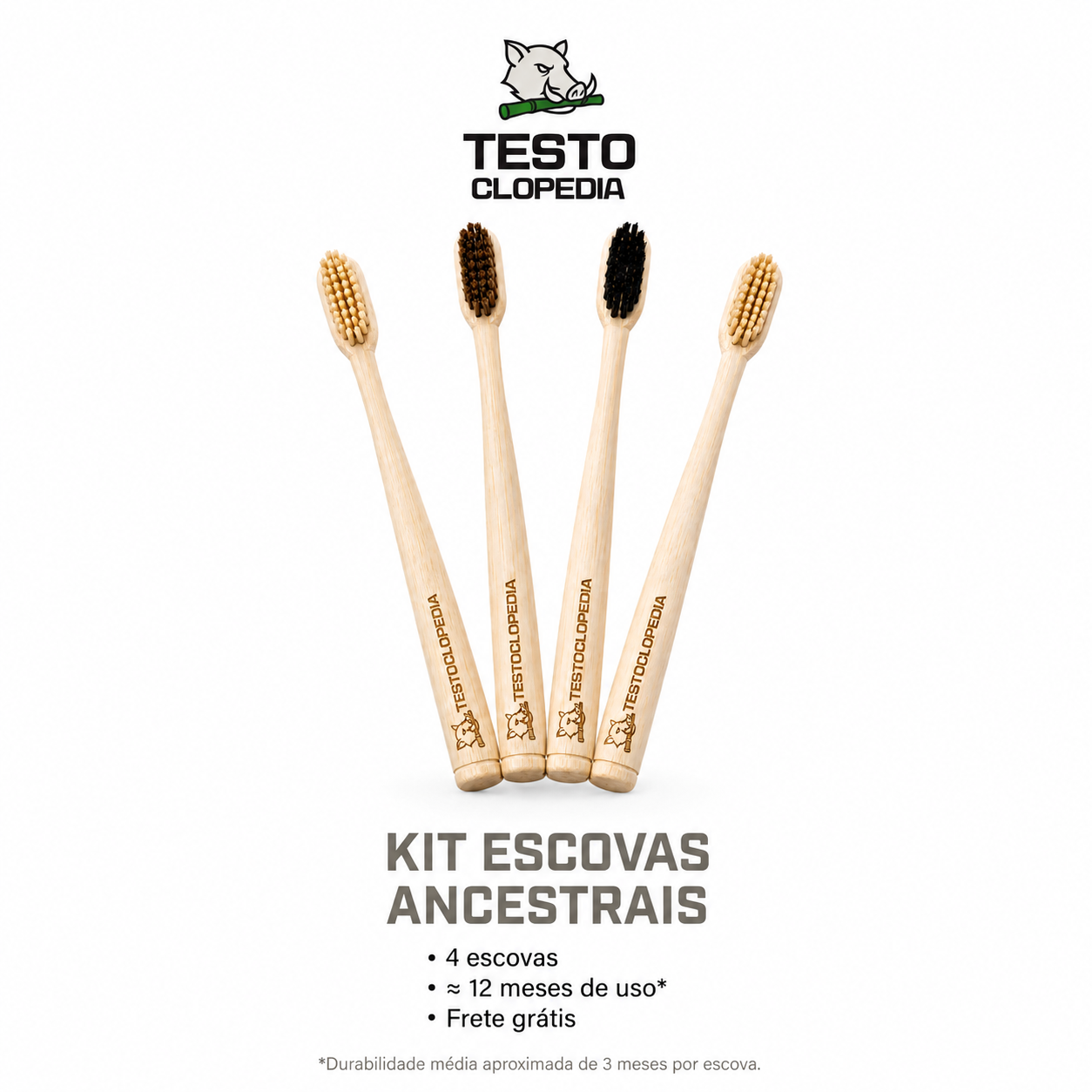 KIT ESCOVAS ANCESTRAIS (4 UNIDADES) (Frete Grátis)